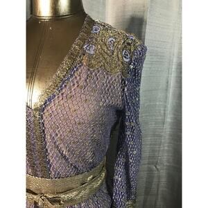 Vintage Jayna Lavender and Gold Lace Evening Gown Sz M